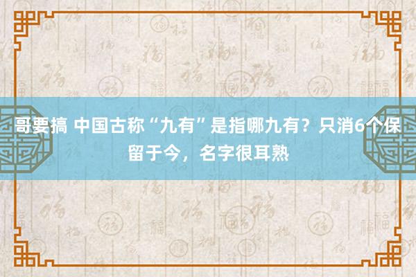 哥要搞 中国古称“九有”是指哪九有？只消6个保留于今，名字很耳熟