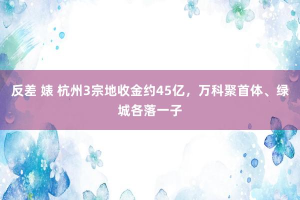 反差 婊 杭州3宗地收金约45亿，万科聚首体、绿城各落一子