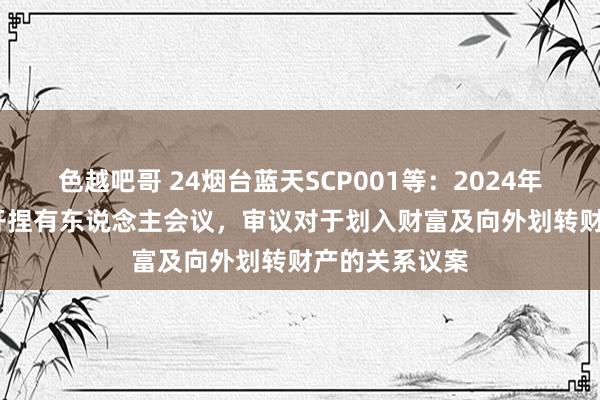 色越吧哥 24烟台蓝天SCP001等：2024年10月14日召开捏有东说念主会议，审议对于划入财富及向外划转财产的关系议案