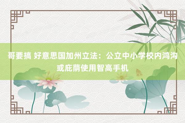 哥要搞 好意思国加州立法：公立中小学校内鸿沟或庇荫使用智高手机