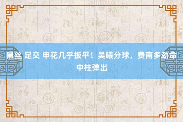 黑丝 足交 申花几乎扳平！吴曦分球，费南多劲命中柱弹出