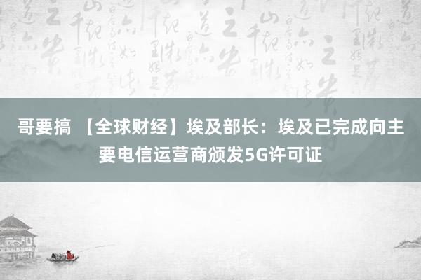 哥要搞 【全球财经】埃及部长：埃及已完成向主要电信运营商颁发5G许可证