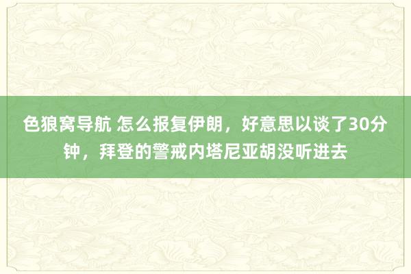 色狼窝导航 怎么报复伊朗，好意思以谈了30分钟，拜登的警戒内塔尼亚胡没听进去