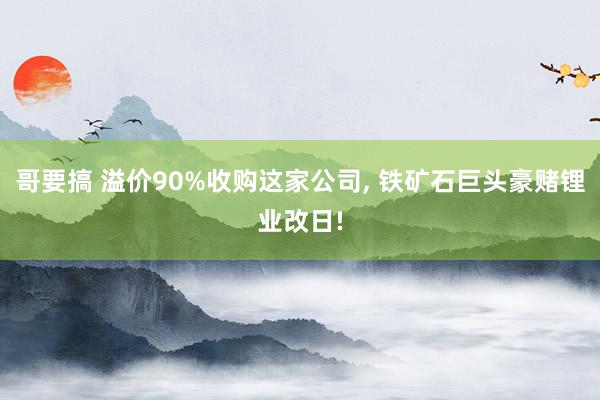 哥要搞 溢价90%收购这家公司， 铁矿石巨头豪赌锂业改日!