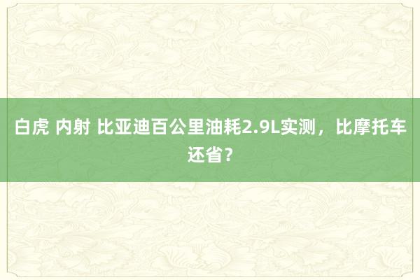 白虎 内射 比亚迪百公里油耗2.9L实测，比摩托车还省？