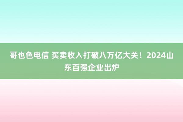 哥也色电信 买卖收入打破八万亿大关！2024山东百强企业出炉