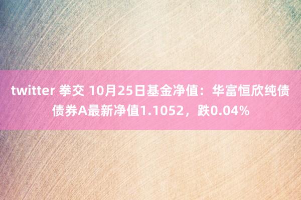 twitter 拳交 10月25日基金净值：华富恒欣纯债债券A最新净值1.1052，跌0.04%