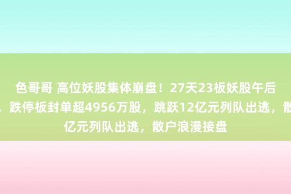 色哥哥 高位妖股集体崩盘！27天23板妖股午后献艺寰球板，跌停板封单超4956万股，跳跃12亿元列队出逃，散户浪漫接盘