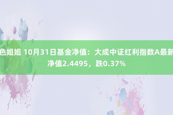 色姐姐 10月31日基金净值：大成中证红利指数A最新净值2.4495，跌0.37%