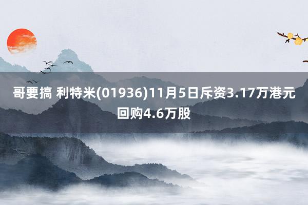 哥要搞 利特米(01936)11月5日斥资3.17万港元回购4.6万股