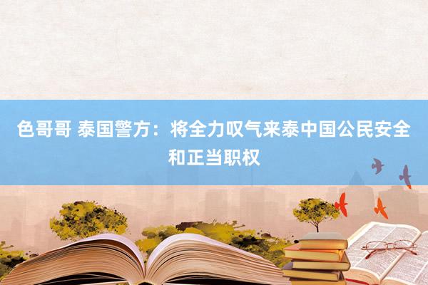 色哥哥 泰国警方：将全力叹气来泰中国公民安全和正当职权