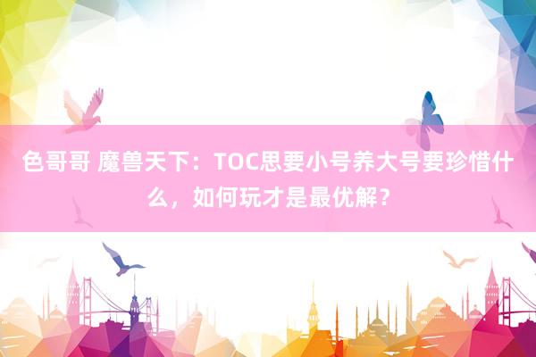 色哥哥 魔兽天下：TOC思要小号养大号要珍惜什么，如何玩才是最优解？