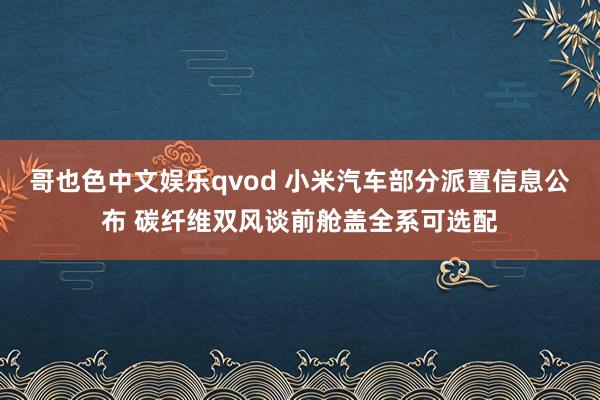 哥也色中文娱乐qvod 小米汽车部分派置信息公布 碳纤维双风谈前舱盖全系可选配